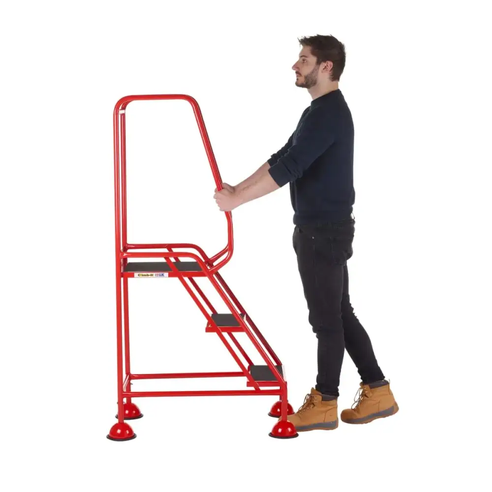 Climb It UK Domed Feet Steps - Red Non-Slip Ladder Accessories for Home, Garage, and Workshop Use