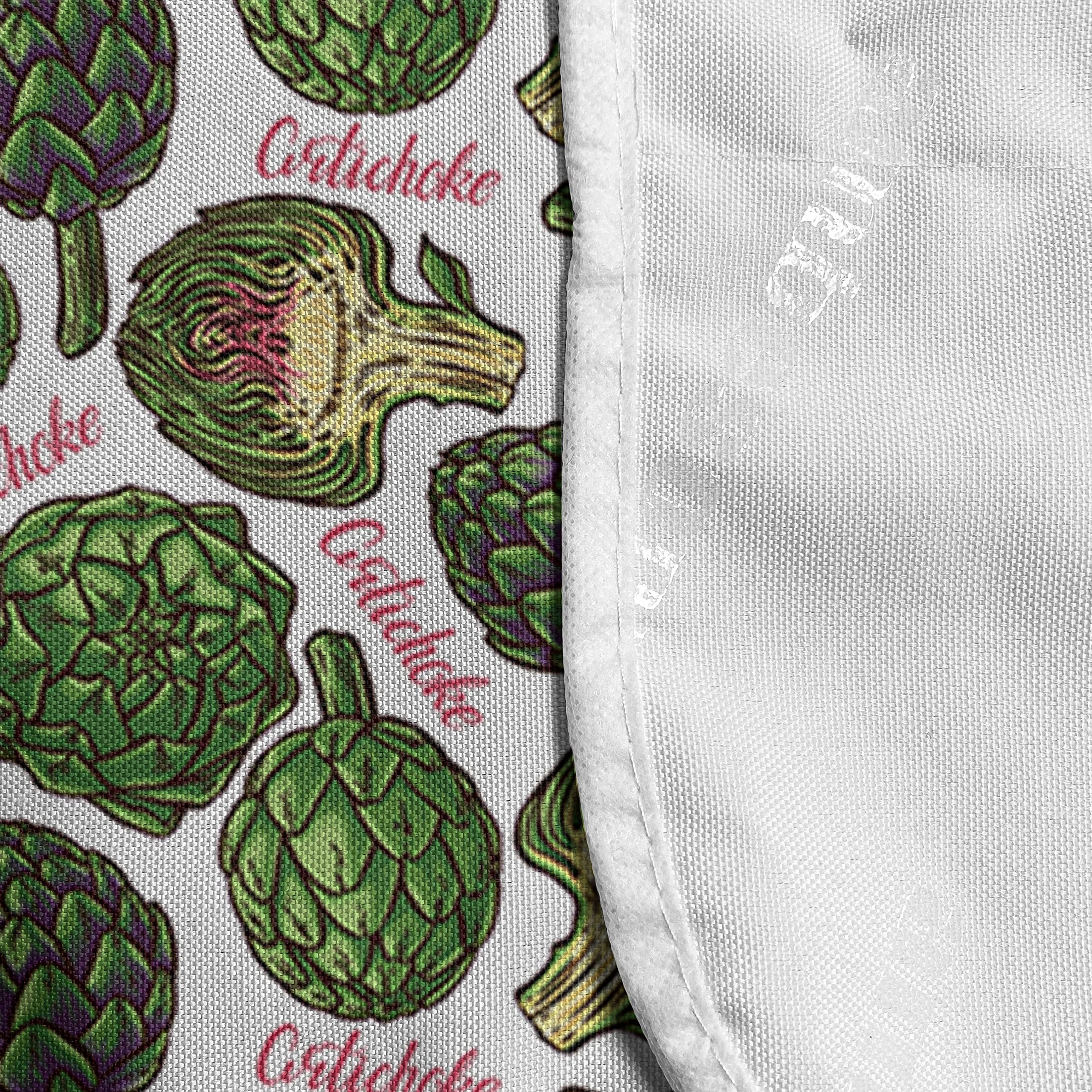 Ambesonne Artichoke Microwave Cover - Hand-Painted Superfood Design, Vibrant Waterproof Kitchen Organizer with Pockets, 36x12 Inches in Hunter Green - Perfect for Microwave Protection & Stylish Kitchen Decor