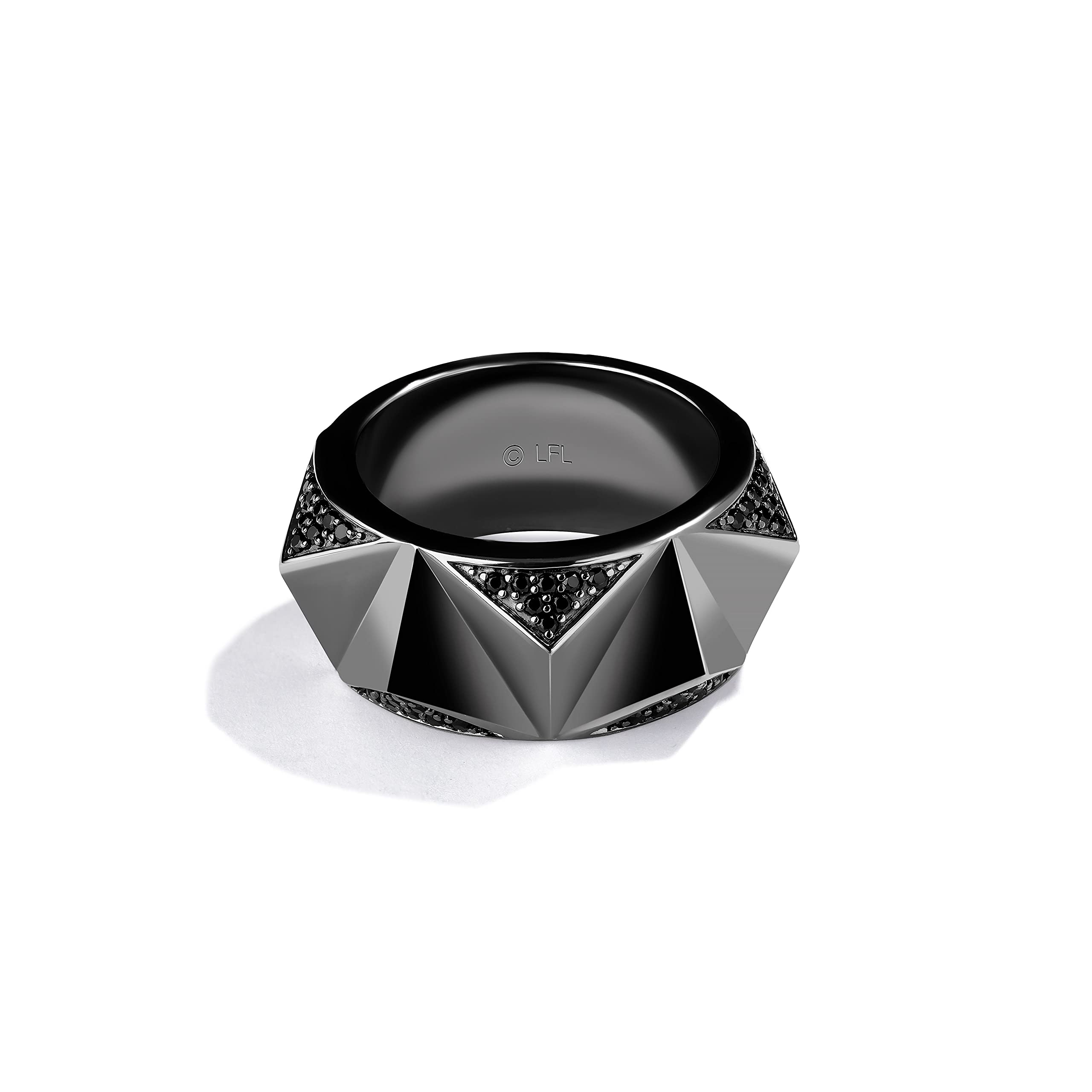 Jewelili Star Wars™ Men's Dark Armor Fine Jewelry Ring - Silver & Black Rhodium Band with 1/6 Cttw Black Diamonds | Official Star Wars Gift for Men | Premium Jewelry with Gift Box | Perfect for Cosplay, Collectors & Sci-Fi Fans