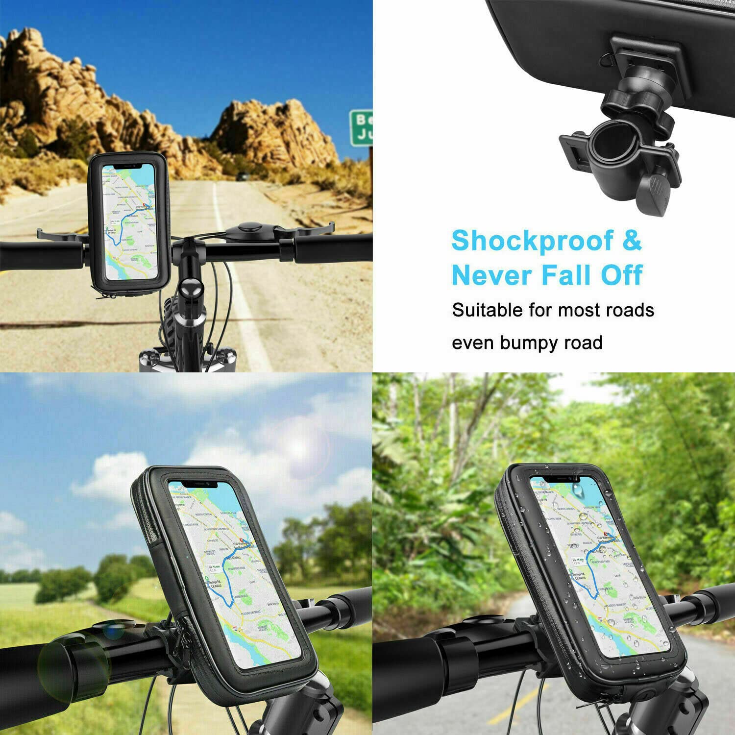 Waterproof Bike Phone Holder - Universal Motorcycle & Bicycle Handlebar Mount for iPhone 13/12, Samsung & Android Phones - Perfect for Cycling, Commuting & Outdoor Adventures