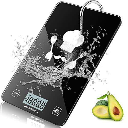 Smart Digital Food Scale with Ounces & Grams Measurement - Tare Function, Waterproof Tempered Glass - Perfect for Baking, Cooking & Meal Prep in Kitchen