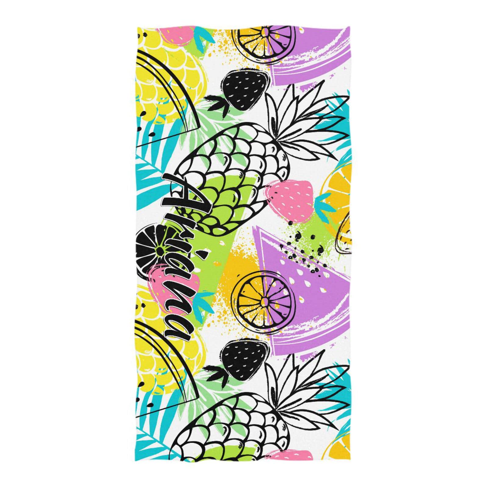Custom Pineapple Beach Towel - Oversized 74x37 Inch Microfiber Sand-Free Towel for Adults | Personalized Golf, Travel, Pool & Camping Towel | Perfect for Beach Outings, Vacation Resorts & Backyard Lounging
