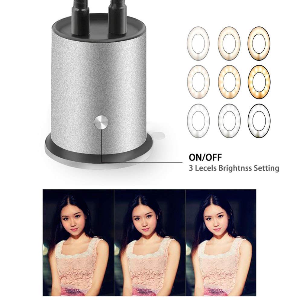 LED Ring Light Phone Holder with Stand - Adjustable Desktop Clip for Live Streaming, Video Calls, Makeup & Selfies - Perfect for YouTube, TikTok & Instagram Content Creation