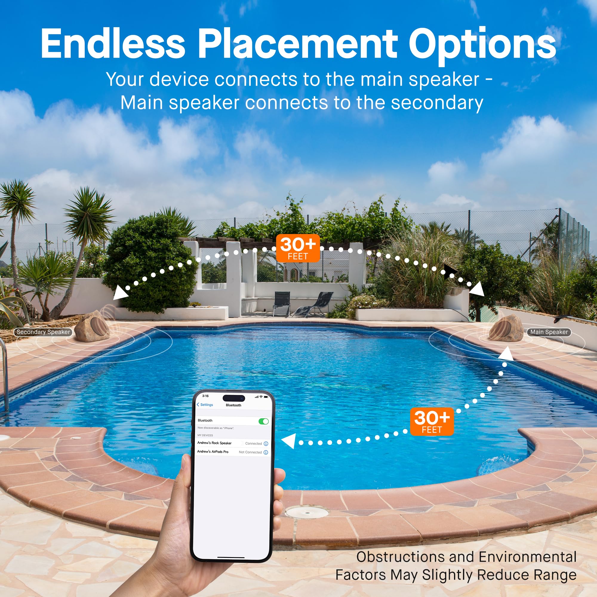 Homewell Solar Rock Speakers - Outdoor Waterproof Bluetooth Wireless Speakers - Weatherproof Landscape Speakers for Pool, Patio, Deck, Backyard, Garden - Year Round Outdoor Use - Perfect for Parties, Camping, and Beach Gatherings (2-Pack, Brown)