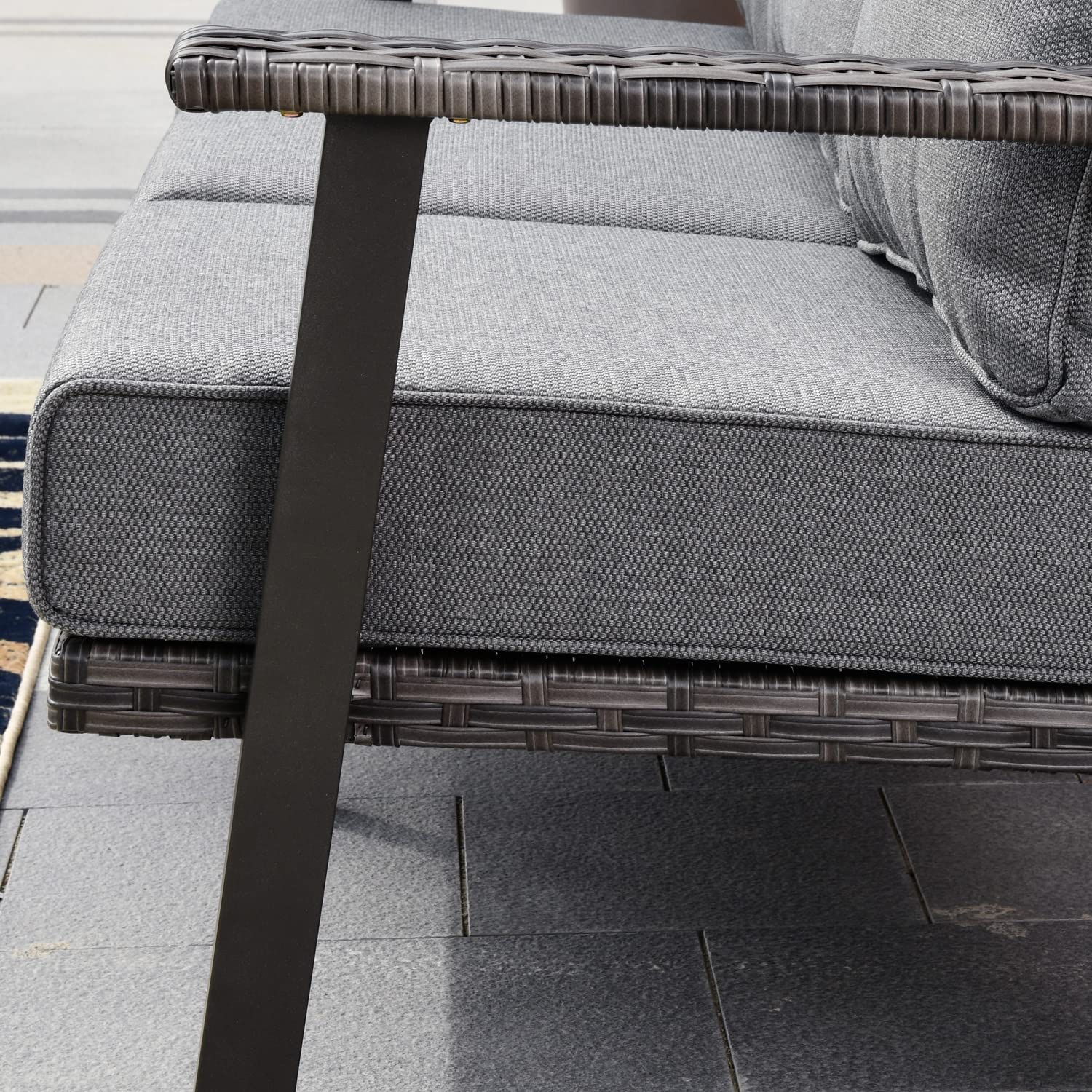 Ovios Patio Furniture 2-Seat Loveseat - All-Weather Wicker Rattan Outdoor Sofa with Thick Comfortable Cushions, High Back Design - Perfect for Garden, Backyard, Porch & Poolside (Dark Grey)
