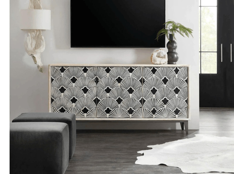 Handmade Bone Inlay Entertainment Unit - Handcrafted TV Stand with Intricate Inlay Design | Perfect for Living Room, Home Theater & Media Storage
