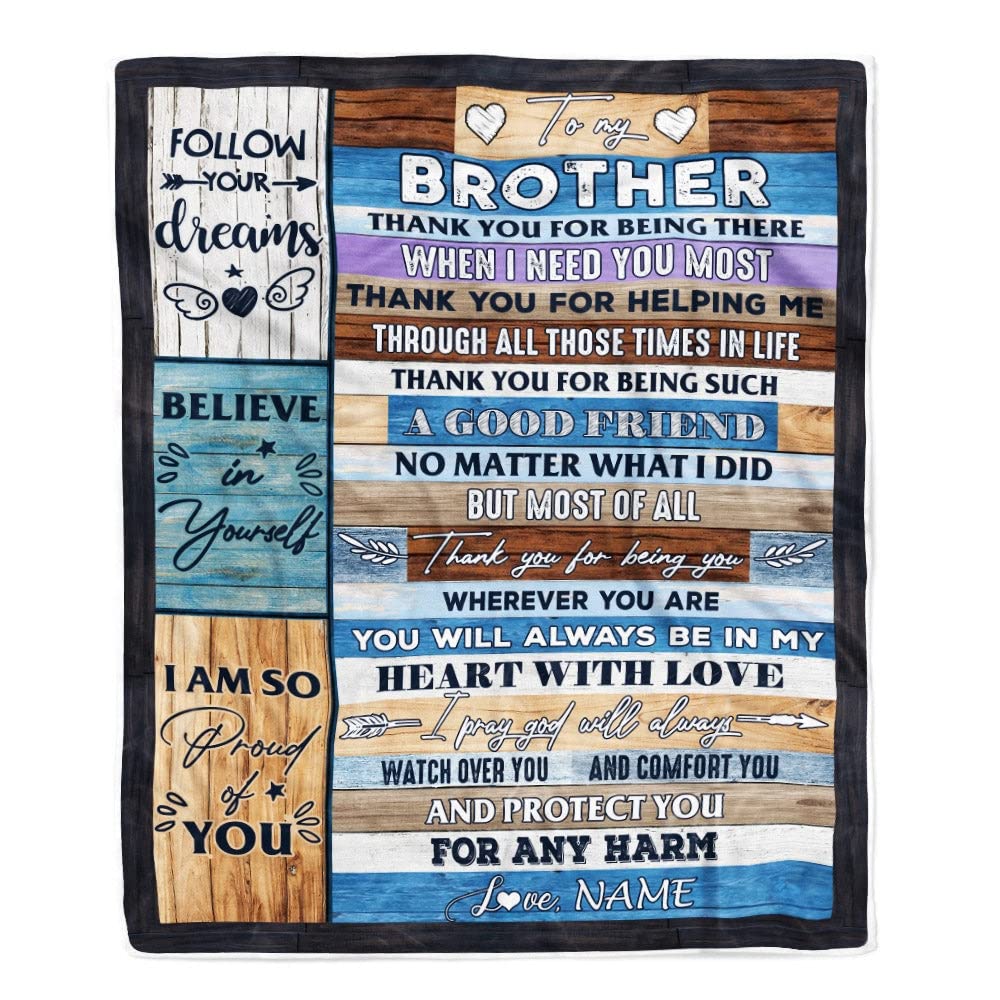 Custom Fleece Throw Blanket for Brother - Personalized 'You Will Always Be in My Heart' Gift - 60x80 Inch Adult Size - Perfect for Birthday, Christmas, Thanksgiving & Special Occasions - Cozy Home Decor & Thoughtful Present for Siblings