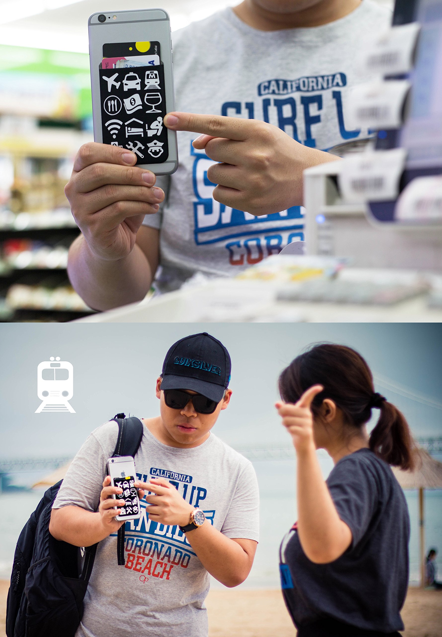 Gecko Stick-On Lycra Phone Wallet & Card Holder - Adhesive Phone Stand Pouch for Credit Cards, Cash & ID - Perfect for Travel, Work & Daily Use