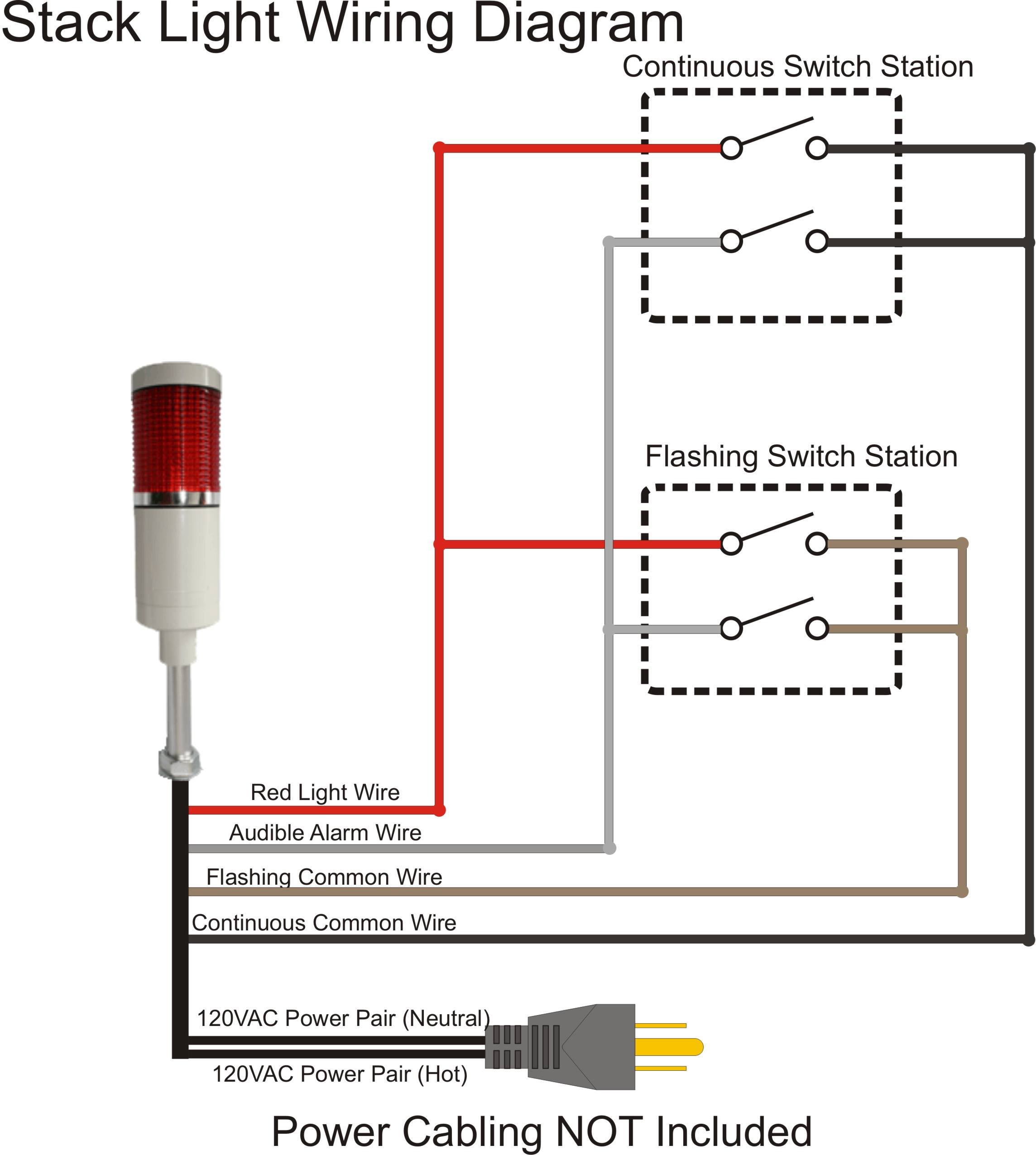 LED Andon LD-5211-101 Tower Light with Flashing Function - 120V Red Stack Light for Industrial Equipment & Production Line Status Alerts