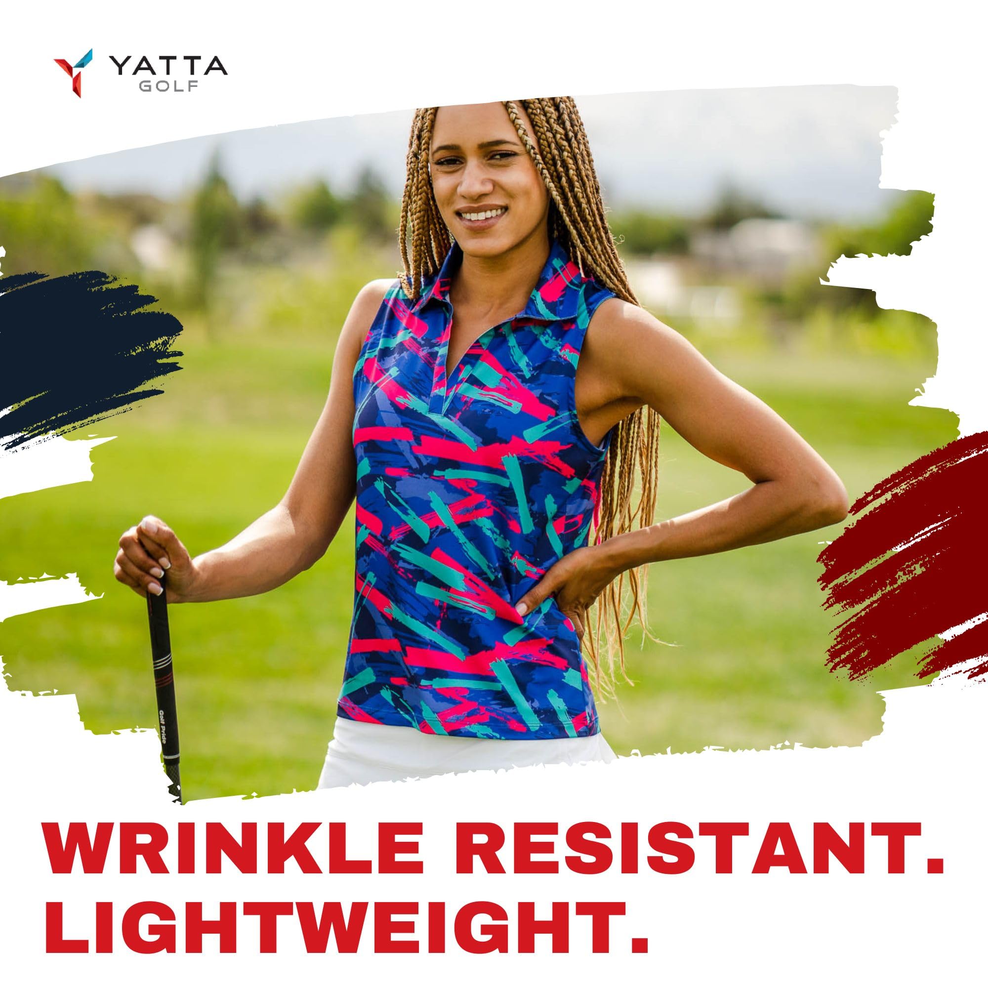 YATTA GOLF Women's Moisture-Wicking Sleeveless V-Neck Golf Polo Shirt - Breathable Workout & Tennis Tank Top for Summer Golfing & Active Sports