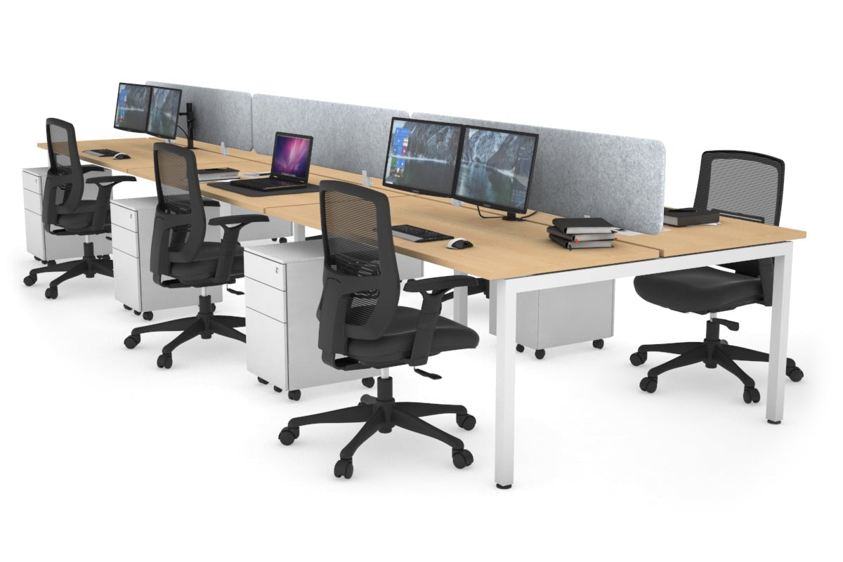 Quadro Square Legs 6-Person Office Workstation Desk [1600L x 700W] - Perfect for Team Collaboration & Open Office Spaces