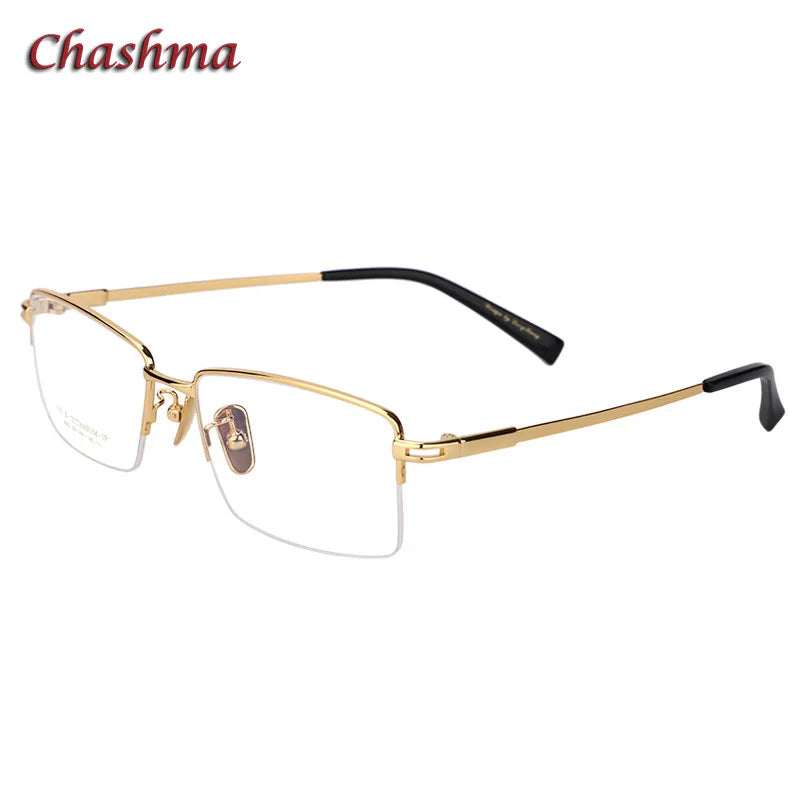 Men's Titanium Semi-Rimless Square Eyeglasses - Lightweight & Durable Frame for Work, Reading & Everyday Use