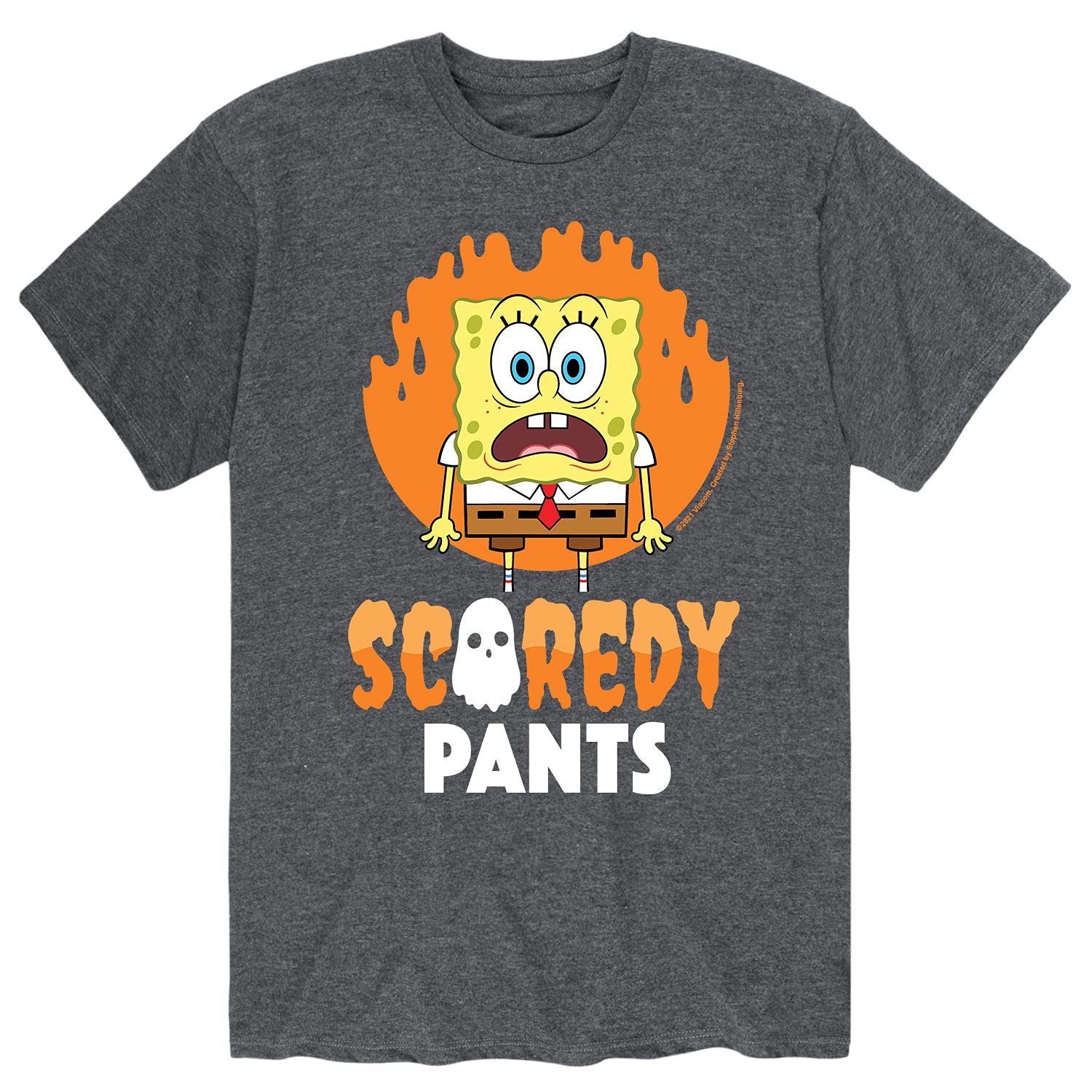HYBRID APPAREL Spongebob Squarepants Scaredy Pants Men's Graphic T-Shirt - Funny Cartoon Tee for Casual Wear, Gifts & Fan Merchandise