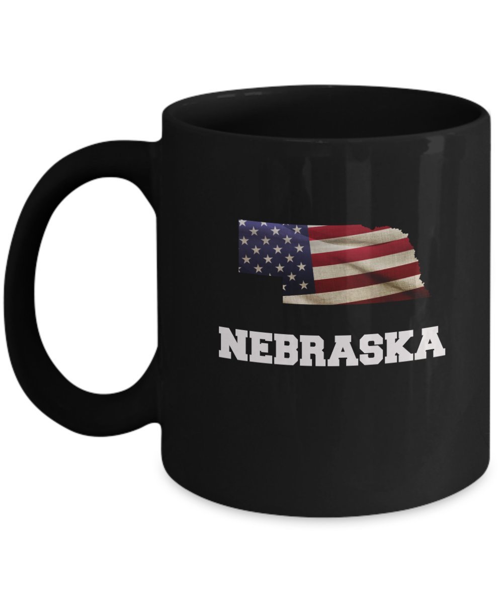 I Love Nebraska Coffee Mug - 11oz Black Ceramic Cup for Coffee & Tea | State Pride Gift for Home, Office & Travel Use