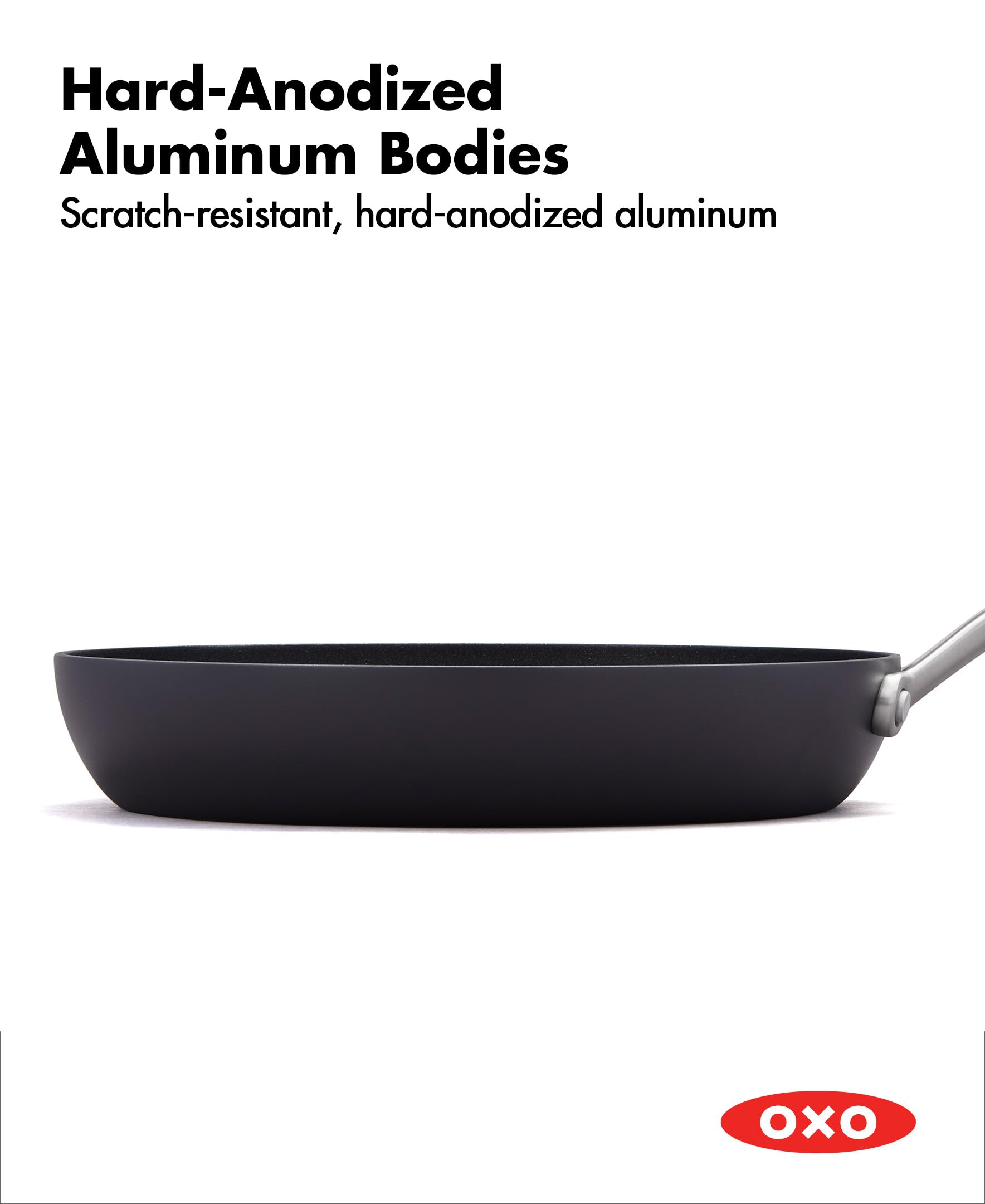 OXO Professional 8-Inch Nonstick Frying Pan Skillet - Hard Anodized Ceramic Cookware, PFAS-Free, Induction Compatible, Diamond Reinforced Coating, Stainless Steel Handle, Dishwasher & Oven Safe (Black) - Perfect for Sautéing, Frying Eggs & Pancakes in Modern Kitchens