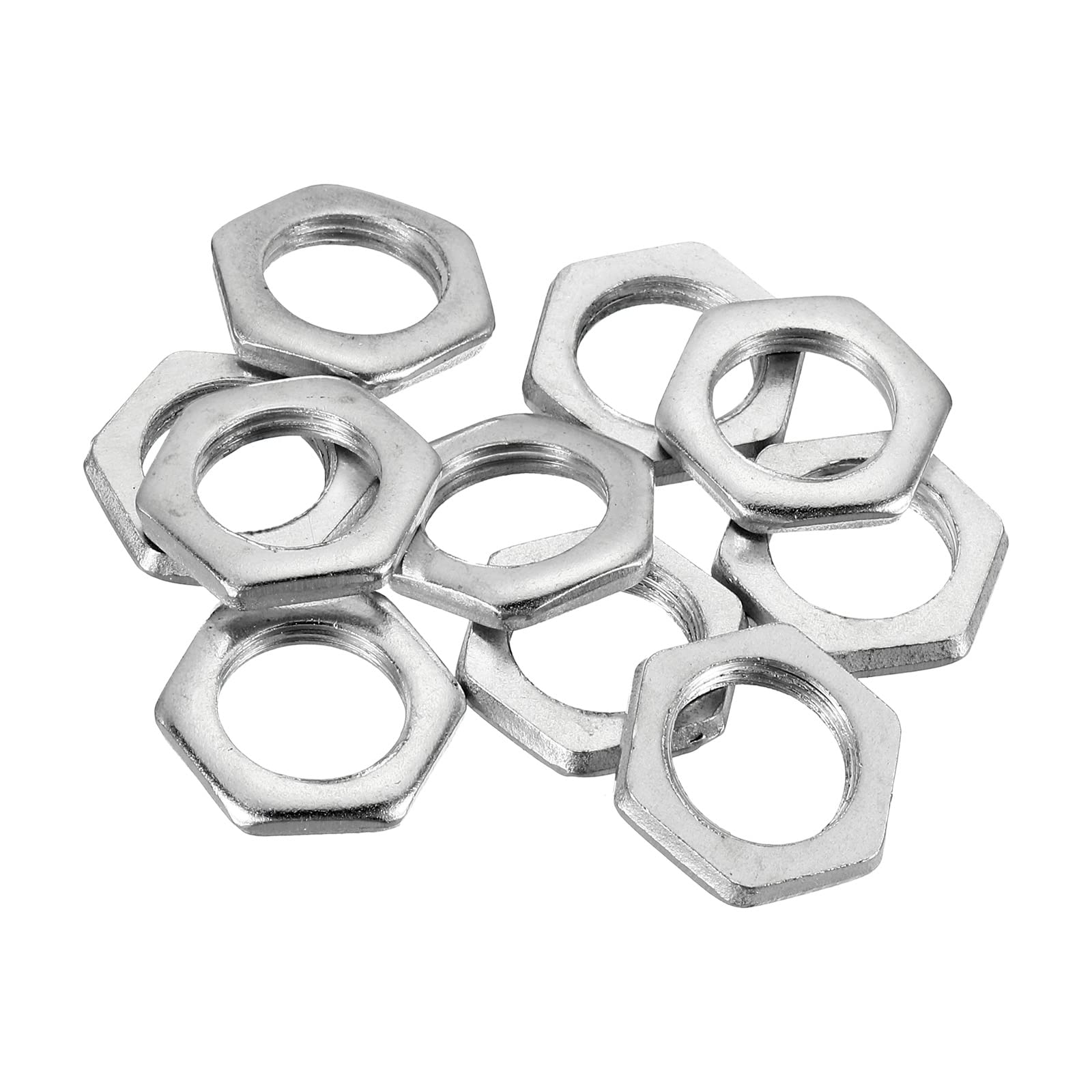 PATIKIL M16 x 1.5 Steel Hex Nuts - 10 Pack Metric Thread Zinc Plated Nuts for Bolts & Fasteners (4mm Height) - Ideal for Automotive, Machinery & DIY Projects