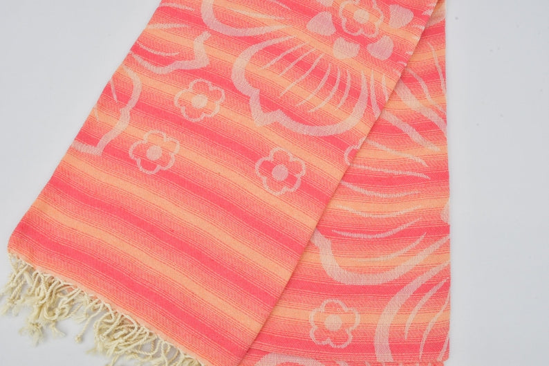 Premium Coral Hibiscus Flowers 100% Cotton Bath Towel Set - Soft & Absorbent for Beach, Pool, Spa & Home Decor