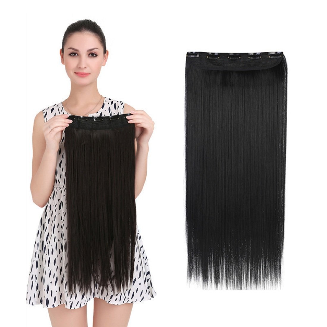 Samyak 5 Clip-in Hair Extensions for Women - Straight Human Hair Extensions for Length & Volume - Perfect for Parties, Weddings & Daily Styling