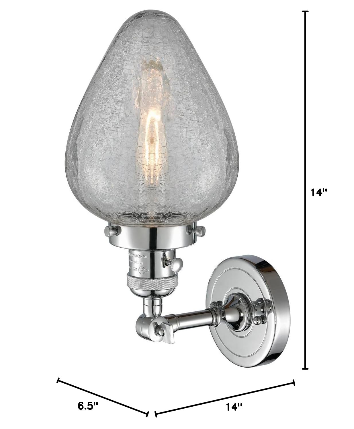 Innovations 203SW-PC-G165 Wall Sconce Light Fixture - 1 Light Polished Chrome Finish with High/Low/Off Switch - Perfect for Bedroom, Hallway, or Entryway Lighting