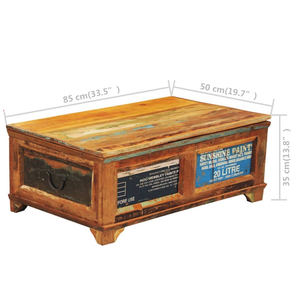 Antique-Style Reclaimed Solid Wood Coffee Table with Storage | Handmade Craftsmanship & Iron Knobs | Brown Rustic Living Room Furniture for Home Decor