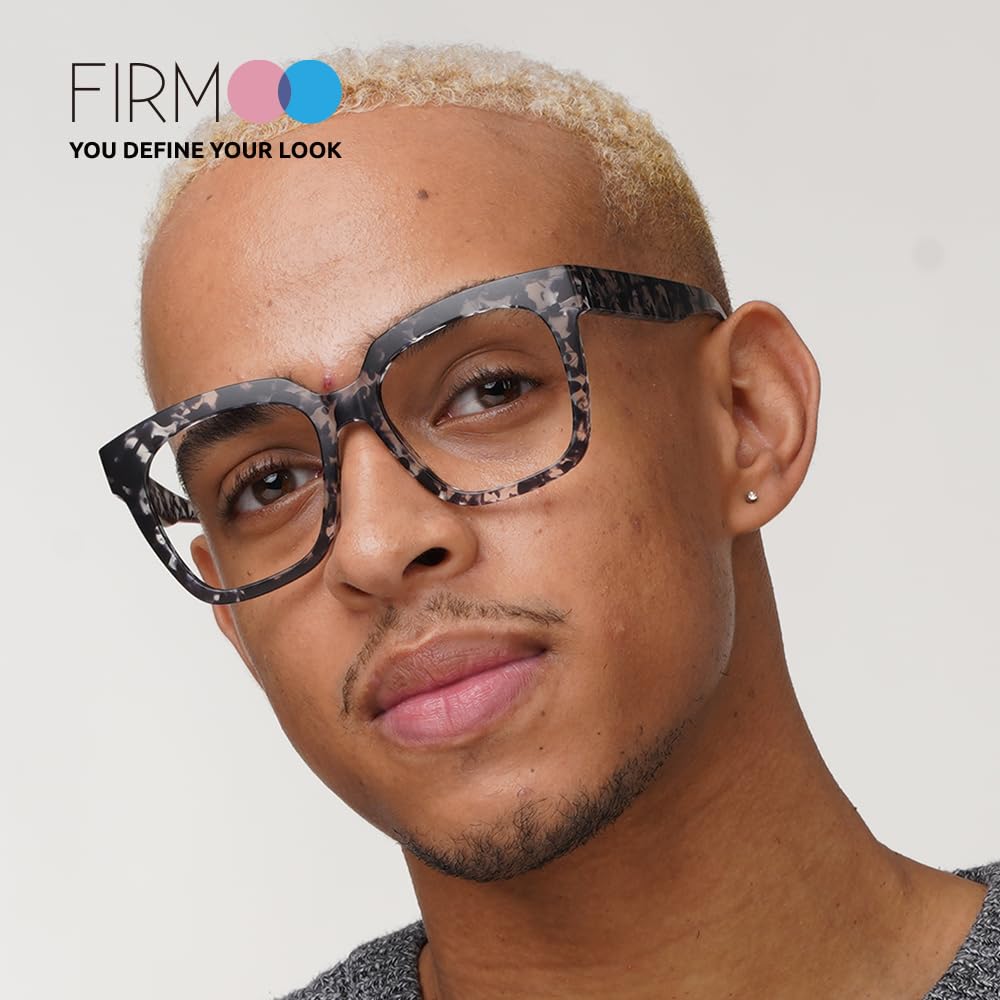 Firmoo Oversize Square Blue Light Blocking Glasses for Women & Men - Anti Eyestrain, UV Protection Computer Glasses for Gaming, Office Work & Screen Time