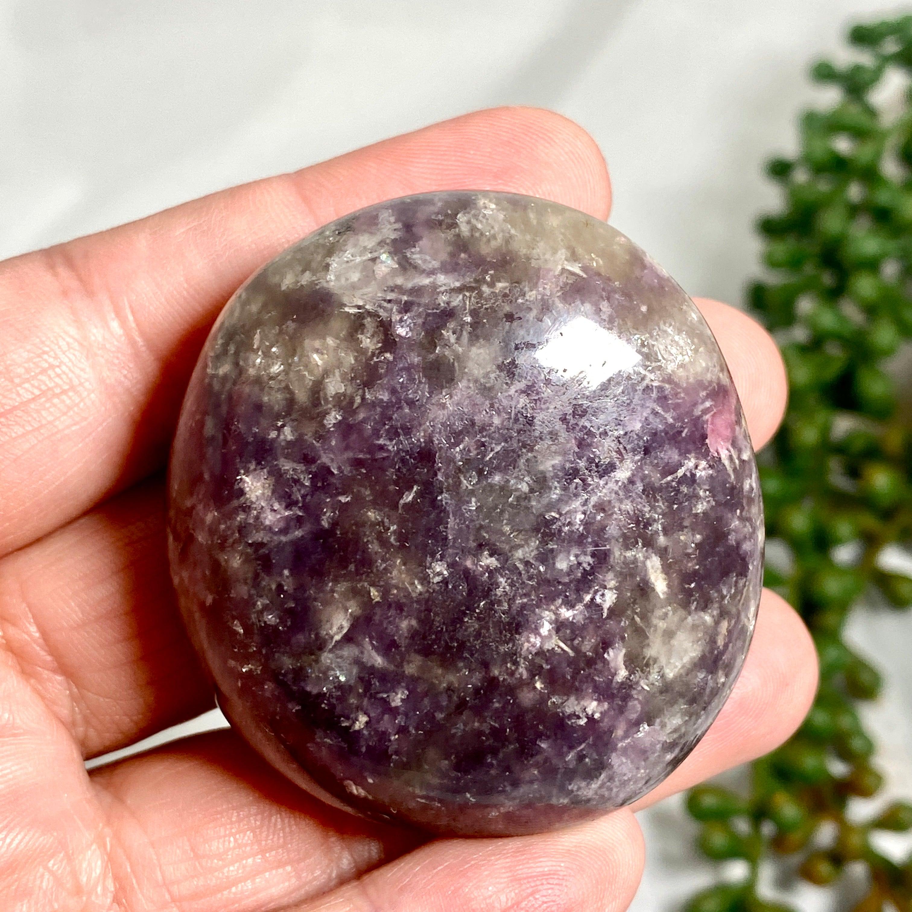 Natural Smokey Lepidolite Palm Stones - Healing Crystals for Stress Relief & Emotional Balance | Perfect for Meditation, Reiki, and Home Decor