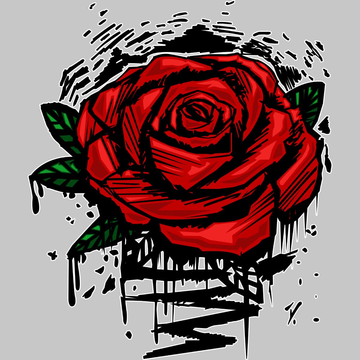Design By Humans Men's Rugged Rose Graphic T-Shirt by Adamzworld | Soft Cotton Tee for Casual Wear & Street Style Outfits