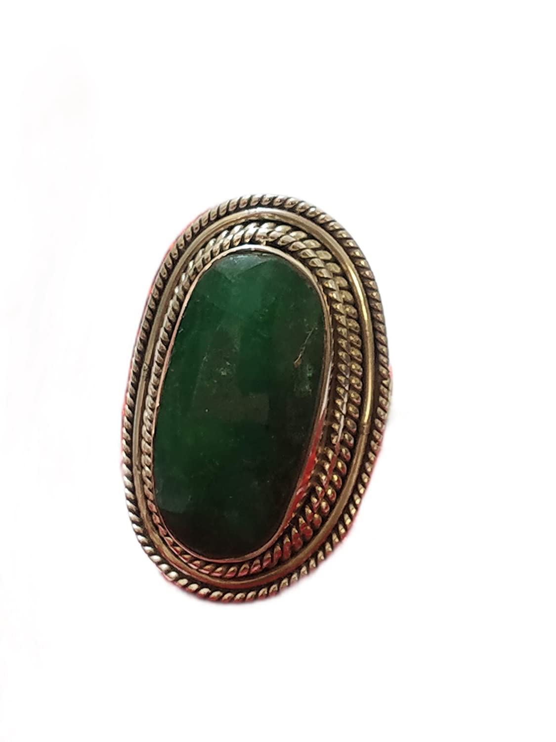 Emerald Ring Sterling Silver - May Birthstone Statement Ring for Women, Boho Engagement & Promise Ring, Art Deco Bridesmaid Gift - Perfect for Weddings, Anniversaries & Special Occasions
