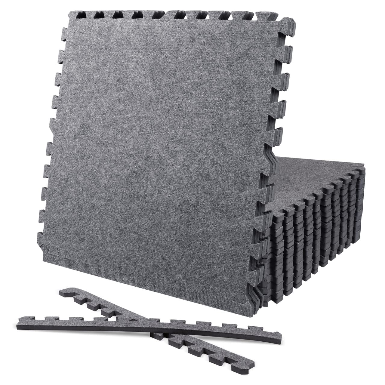 CAPHAUS EVA Foam Floor Tiles with Black Carpet Top - 24