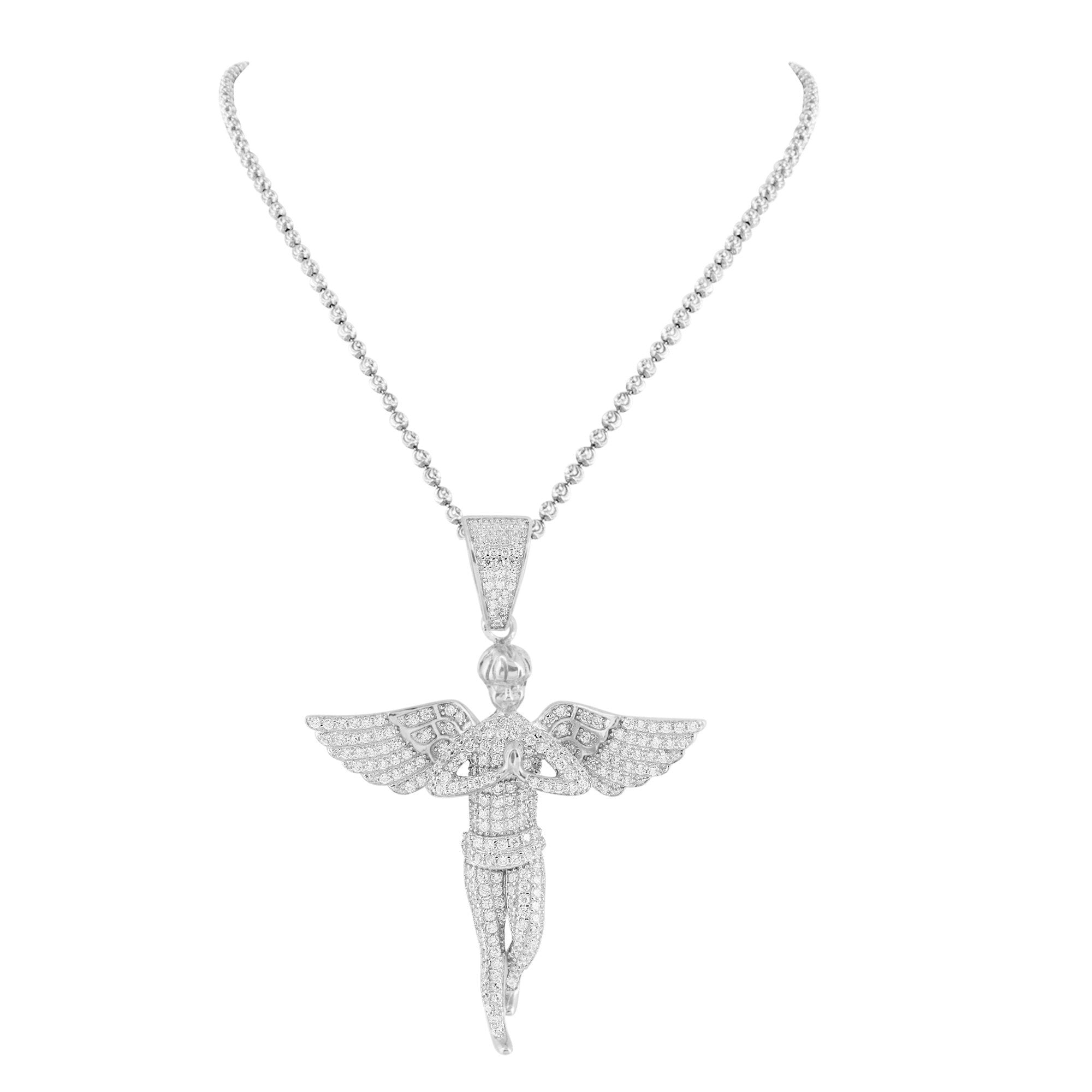 925 Sterling Silver Angel Pendant Necklace with White Gold Plated Chain - Perfect for Gifts, Daily Wear & Special Occasions