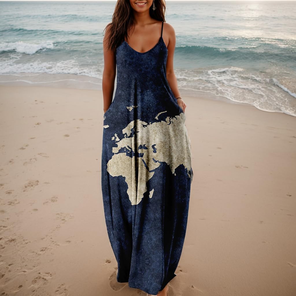 Stylish Plus Size African Print Maxi Dress for Women - Summer Casual Sleeveless Sundress with Pockets | Perfect for Beach Vacations, Parties & Everyday Wear