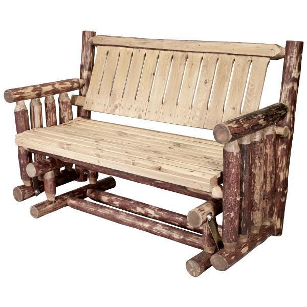 Glacier Country Log Glider - Handcrafted Wooden Porch Swing for Outdoor Relaxation | Perfect for Patio, Garden & Backyard Decor