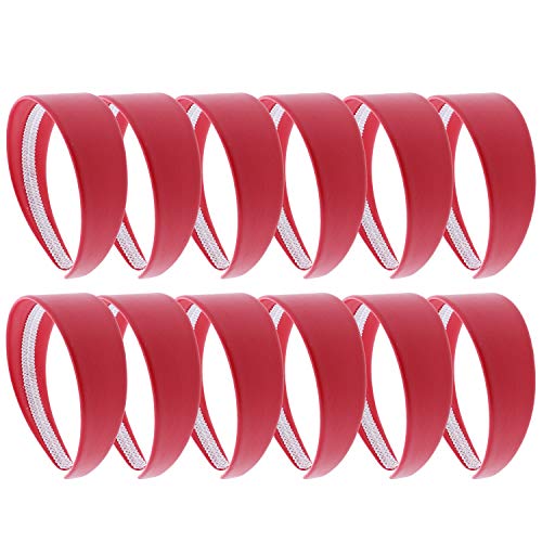 Bright Red 2 Inch Wide Leather-Like Headband for Women & Girls - Set of 12 - Perfect for Workouts, Parties, and Everyday Style