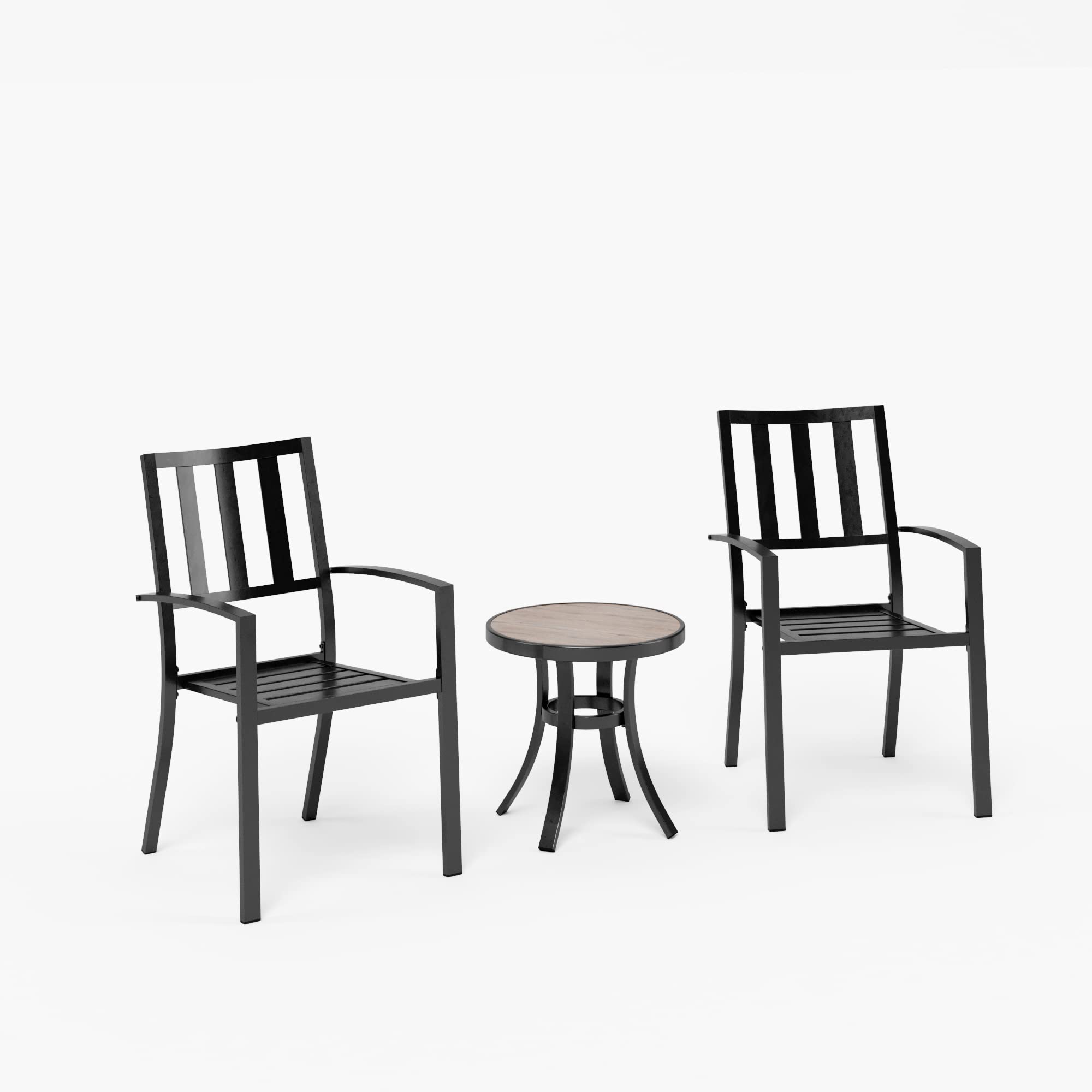 Sophia & William 3-Piece Patio Bistro Set - 2 Stackable Metal Chairs & Round Side Table - Outdoor Furniture for Backyard, Balcony, Garden & Indoor Use - Perfect for Coffee Breaks, Relaxing & Entertaining Guests
