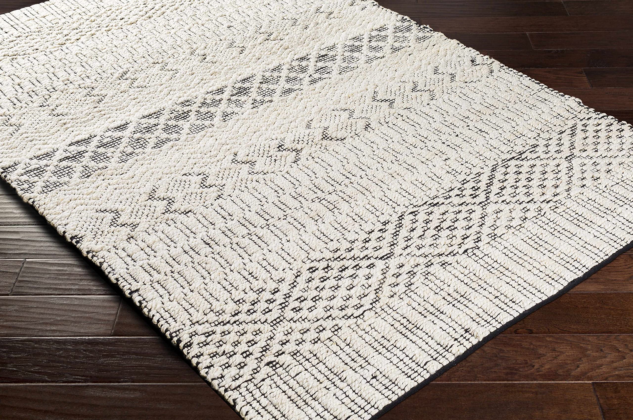 Hauteloom Malolos Jute Area Rug 6' x 9' - Bohemian Transitional Style in Cream & Black - Perfect for Living Room, Bedroom, or Home Office Decor