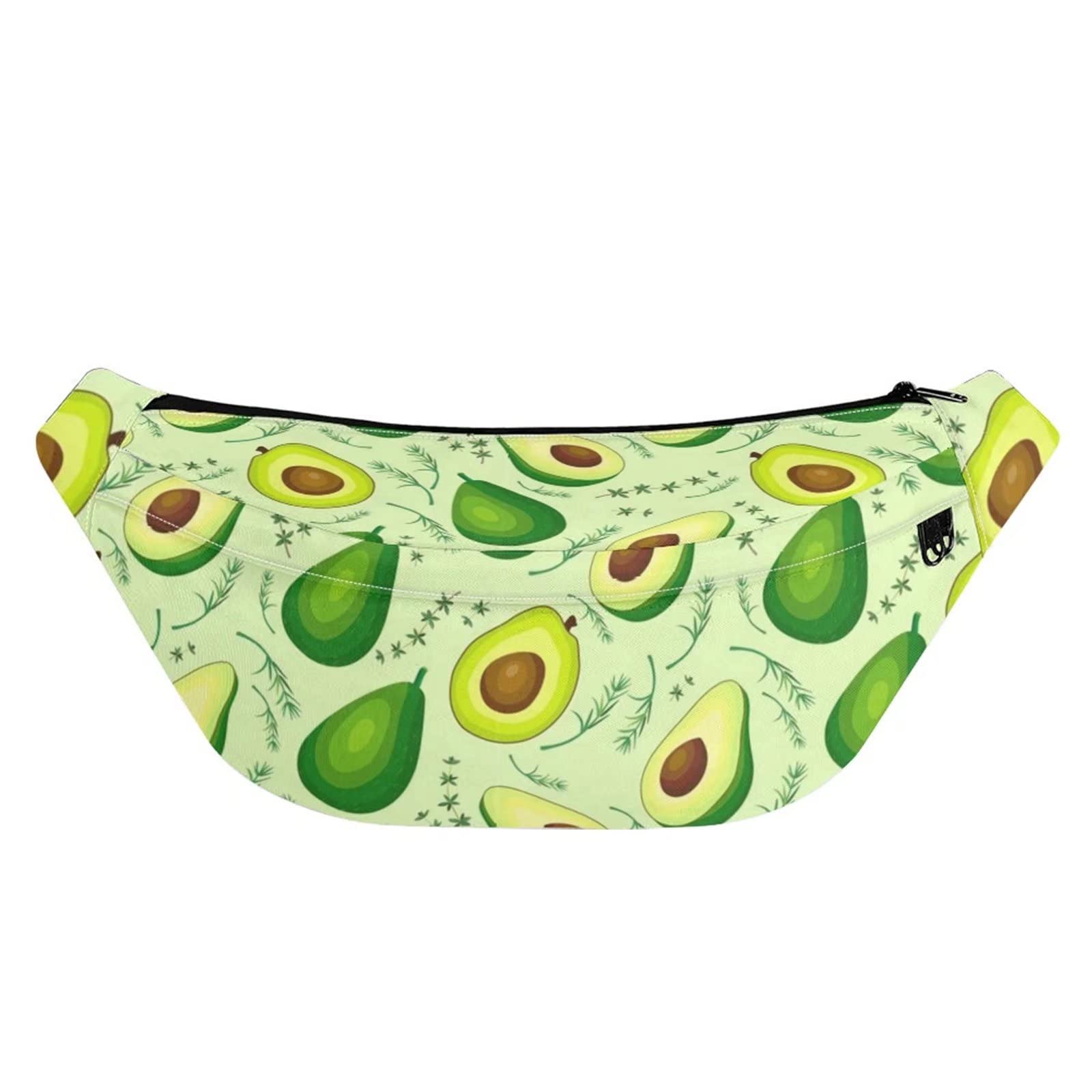 Deeprinter Green Avocado Print Running Waist Pack - Lightweight Large Capacity Fanny Pack with Zipper for Women & Men - Perfect for Outdoor, Gym, Cycling & Travel