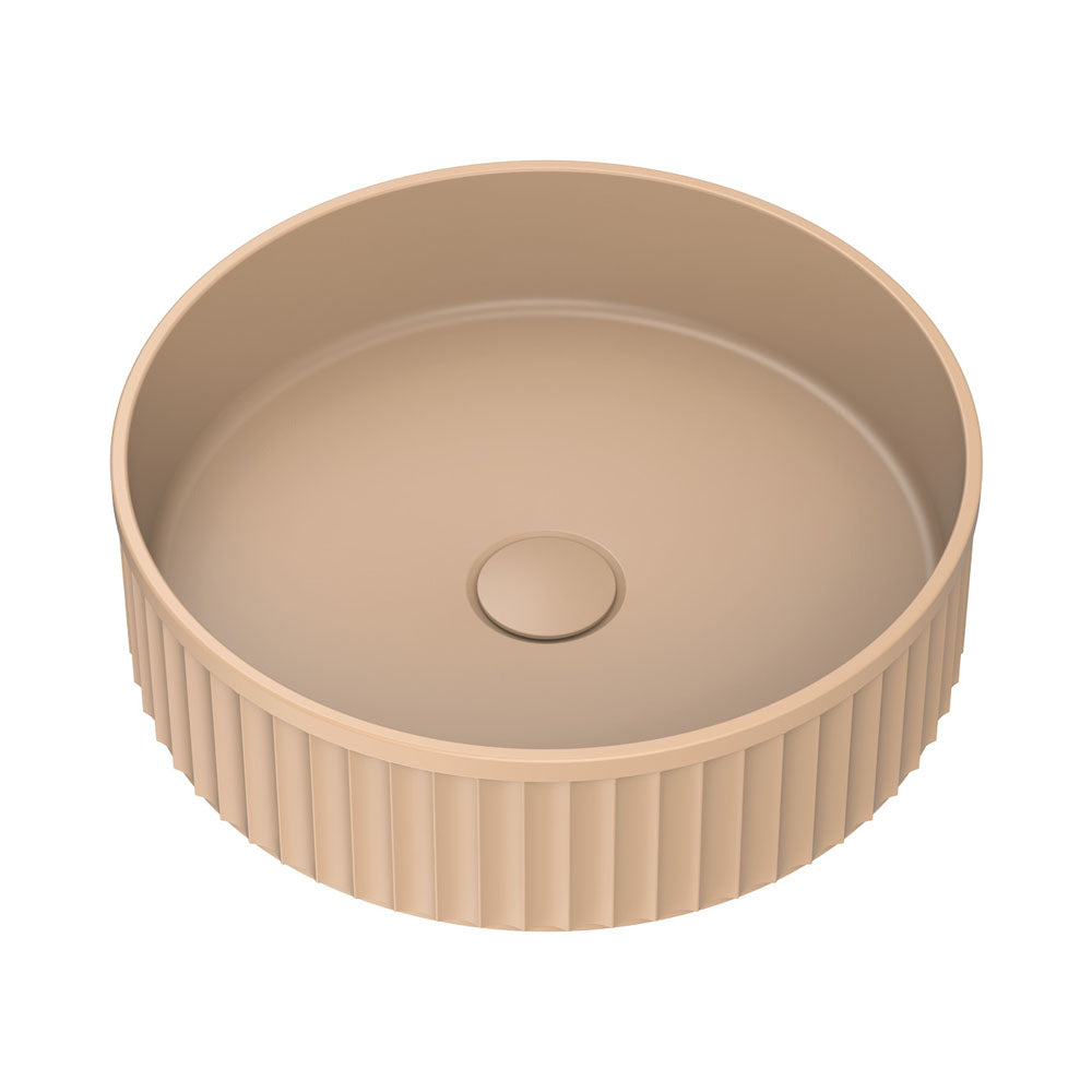 Fienza CSB802D Minka Round Solid Surface Above Counter Bathroom Sink, Dusk Finish – Modern Vanity Basin for Contemporary Home & Hotel Decor