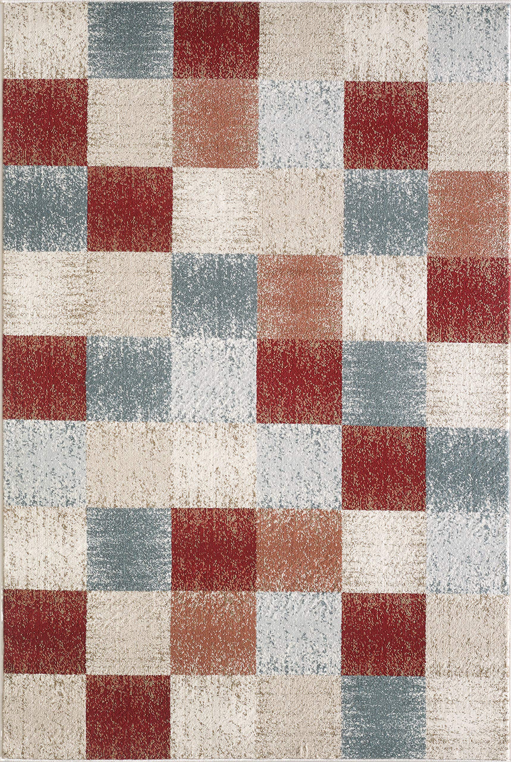 KAS Rugs Avalon Brown Checkered Plush Area Rug 7'10
