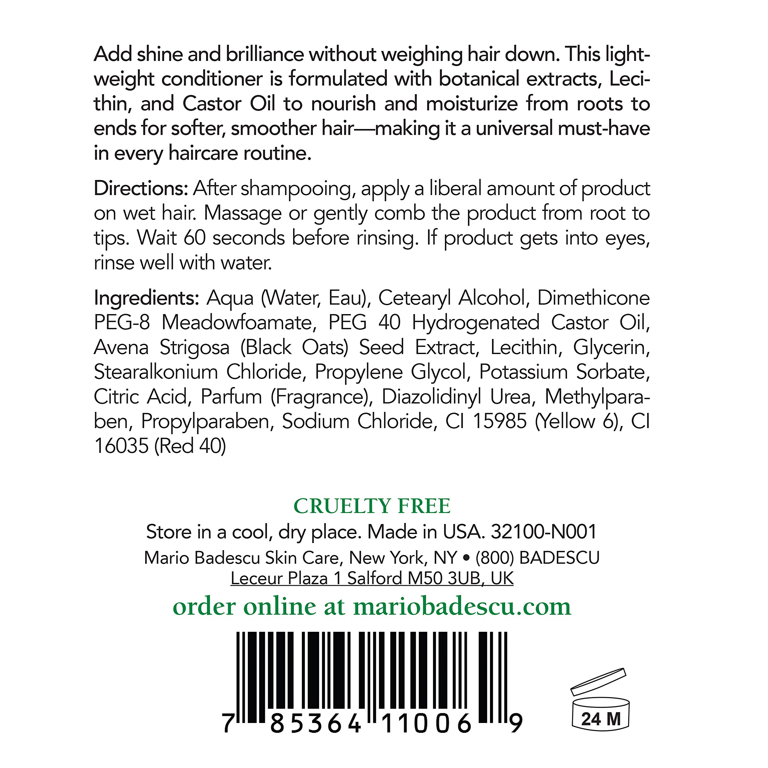 Mario Badescu Hair Rinsing Conditioner with Castor Oil - Lightweight Daily Conditioner for Smooth, Shiny Hair - Perfect for Dry, Damaged Hair Care & Salon-Quality Results at Home