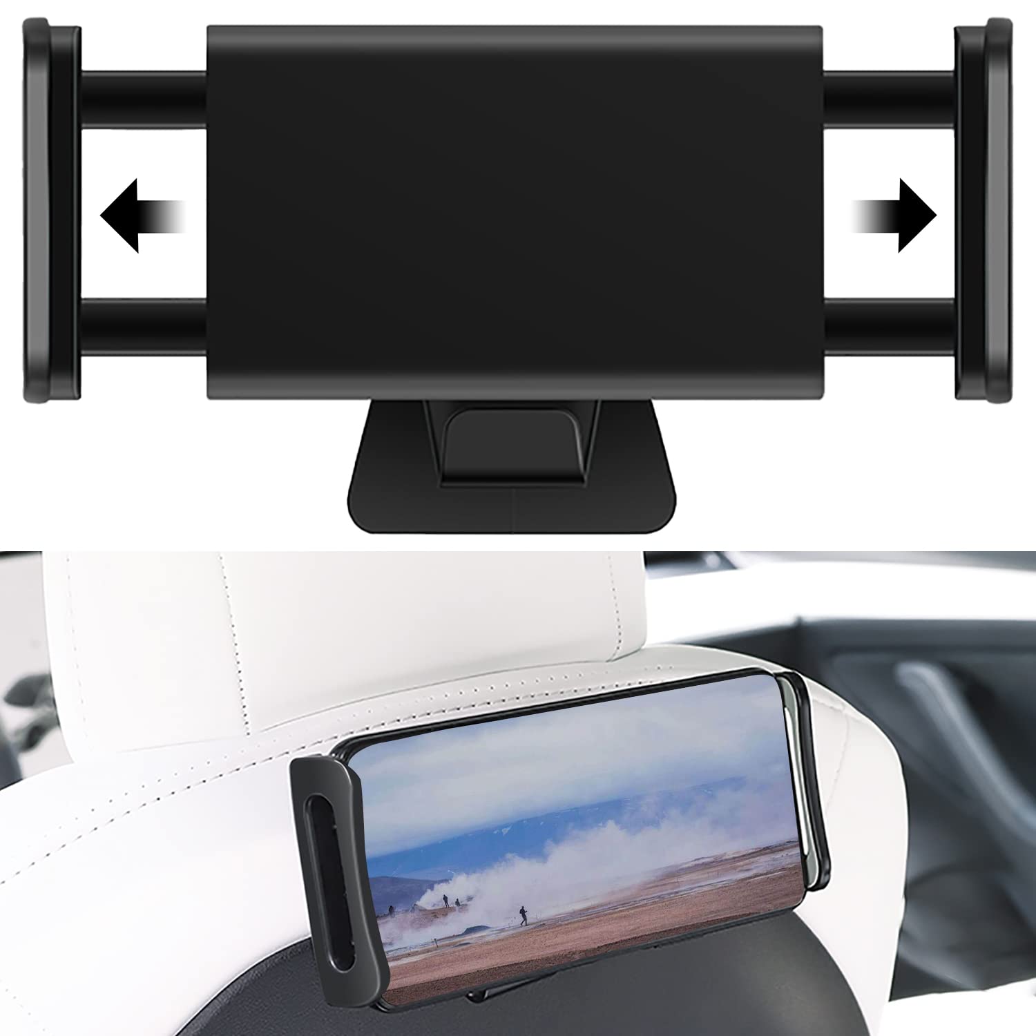 Tesla Model 3/Y Car Phone Holder - Headrest Mount for Tablets & Phones - Perfect for Backseat Entertainment