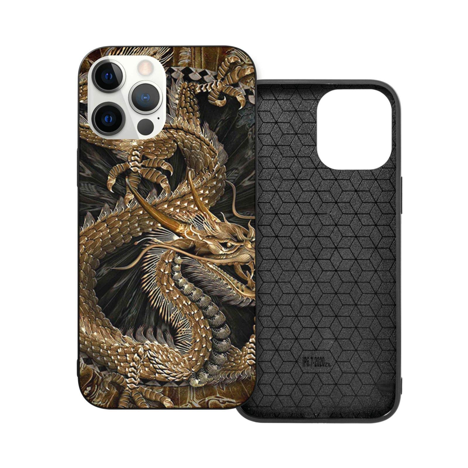 Premium Shockproof TPU Case for iPhone 12 Pro Max - Elegant Chinese Golden Dragon Design - Protective Phone Cover with Military-Grade Drop Protection | Perfect for Daily Use, Travel & Outdoor Activities