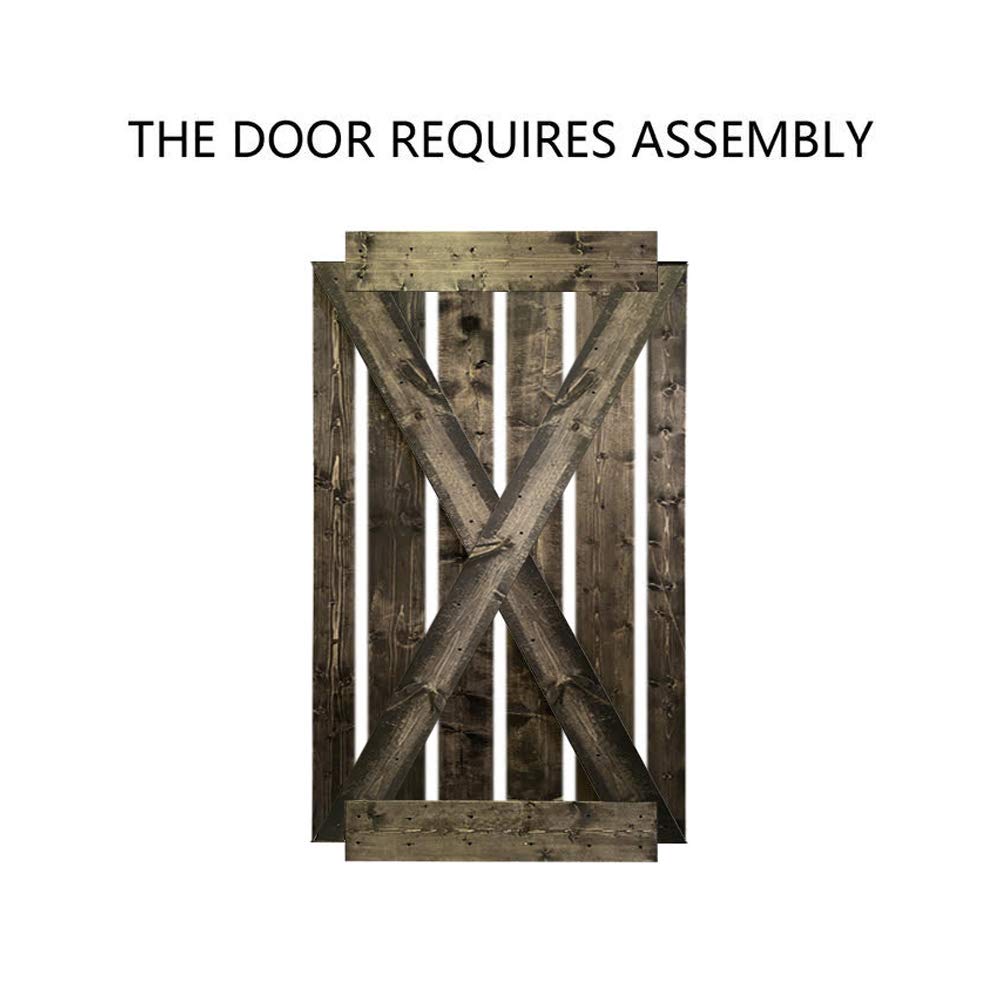 TMS X Series Stained Solid Knotty Pine Wood Interior Sliding Barn Door with Hardware Kit - 84