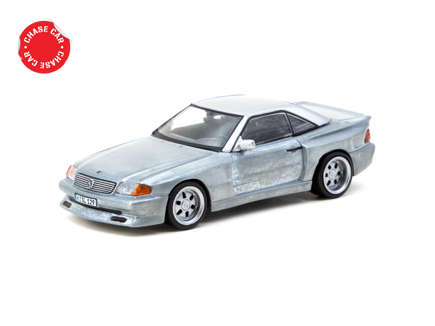 Tarmac Works 1/64 Scale Mercedes Benz SL 500 Koenig Specials Silver Diecast Model Car - Collectible Miniature for Display & Racing Scenes