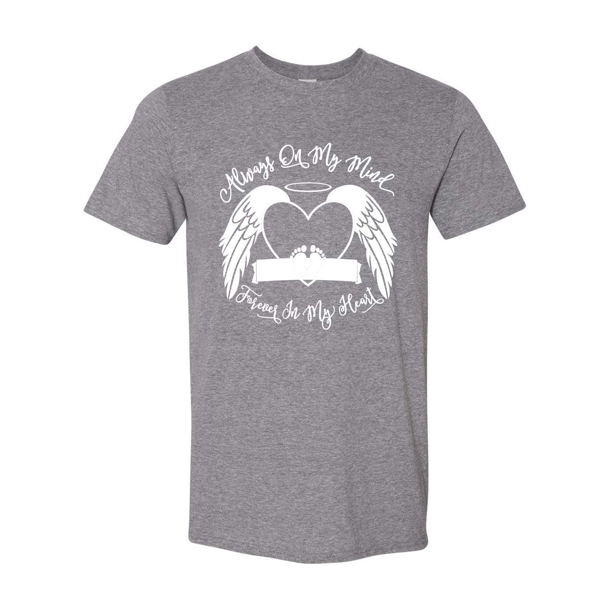 Personalized Memorial T-Shirt - Comfortable Bereavement Shirt for Loved Ones | RIP Remembrance Tee with 'Always On My Mind Forever In My Heart' Design | Perfect for Memorial Services, Funerals & Honoring Departed Souls