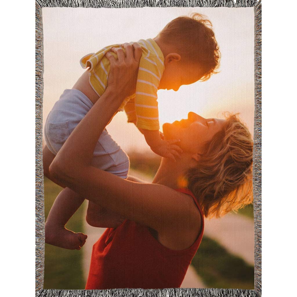 Custom Personalized Woven Blanket with Your Photo - 100% Soft Cotton, 60'' x 80'' - Perfect for Home Decor, Wedding Gifts & Cozy Family Keepsakes