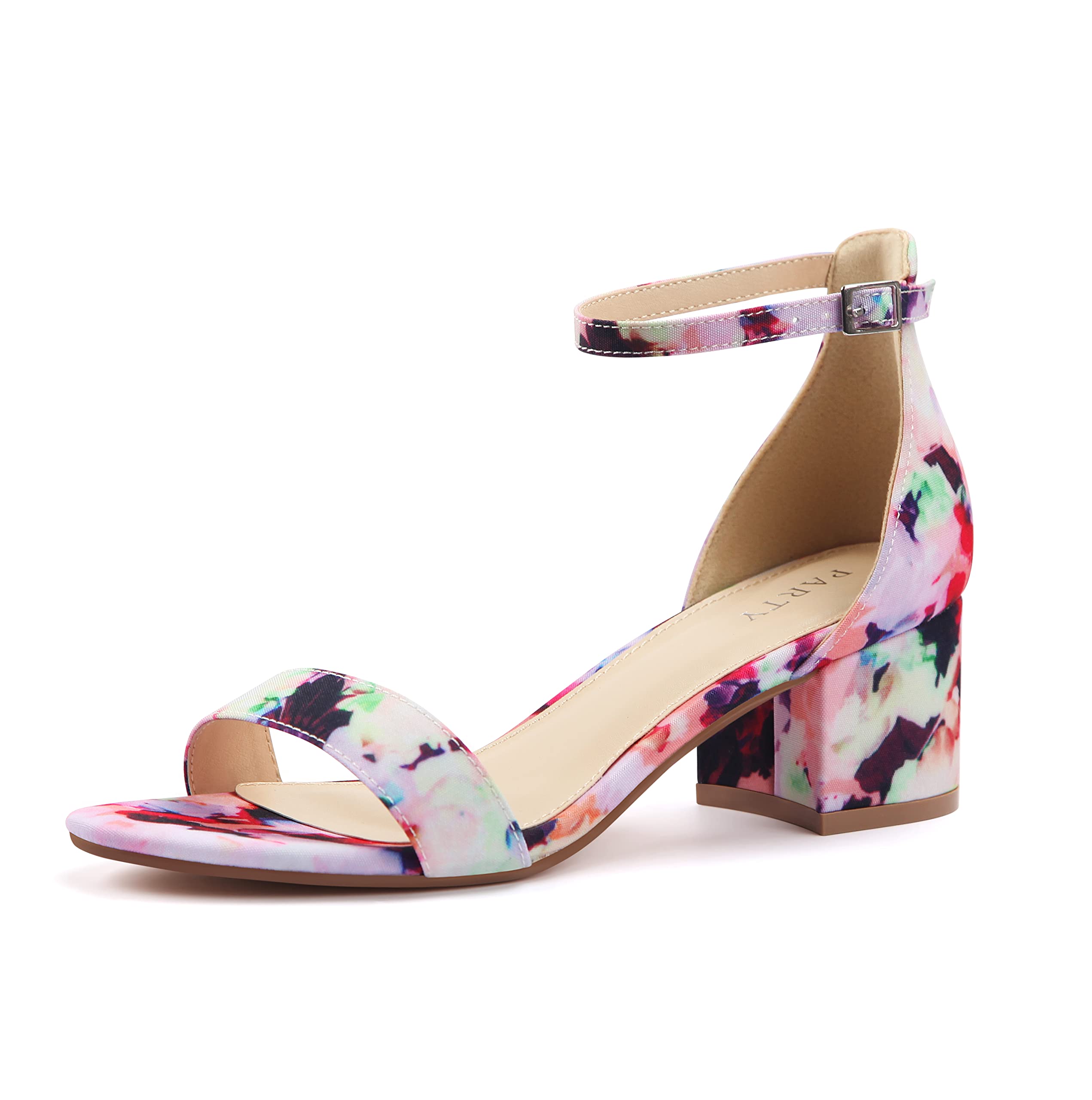 Women's Open Toe Ankle Strap Low Block Chunky Heel Sandals - Comfortable Summer Dress Shoes for Weddings, Parties & Beach Vacations