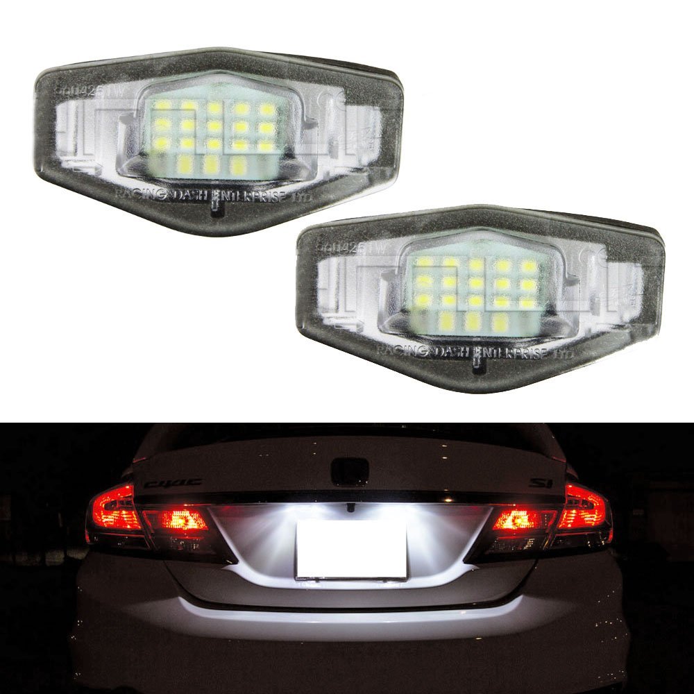 Direct Fit White LED License Plate Light Lamps for Acura TL TSX Honda Civic - Bright & Durable Replacement Bulbs for Enhanced Night Visibility & Style