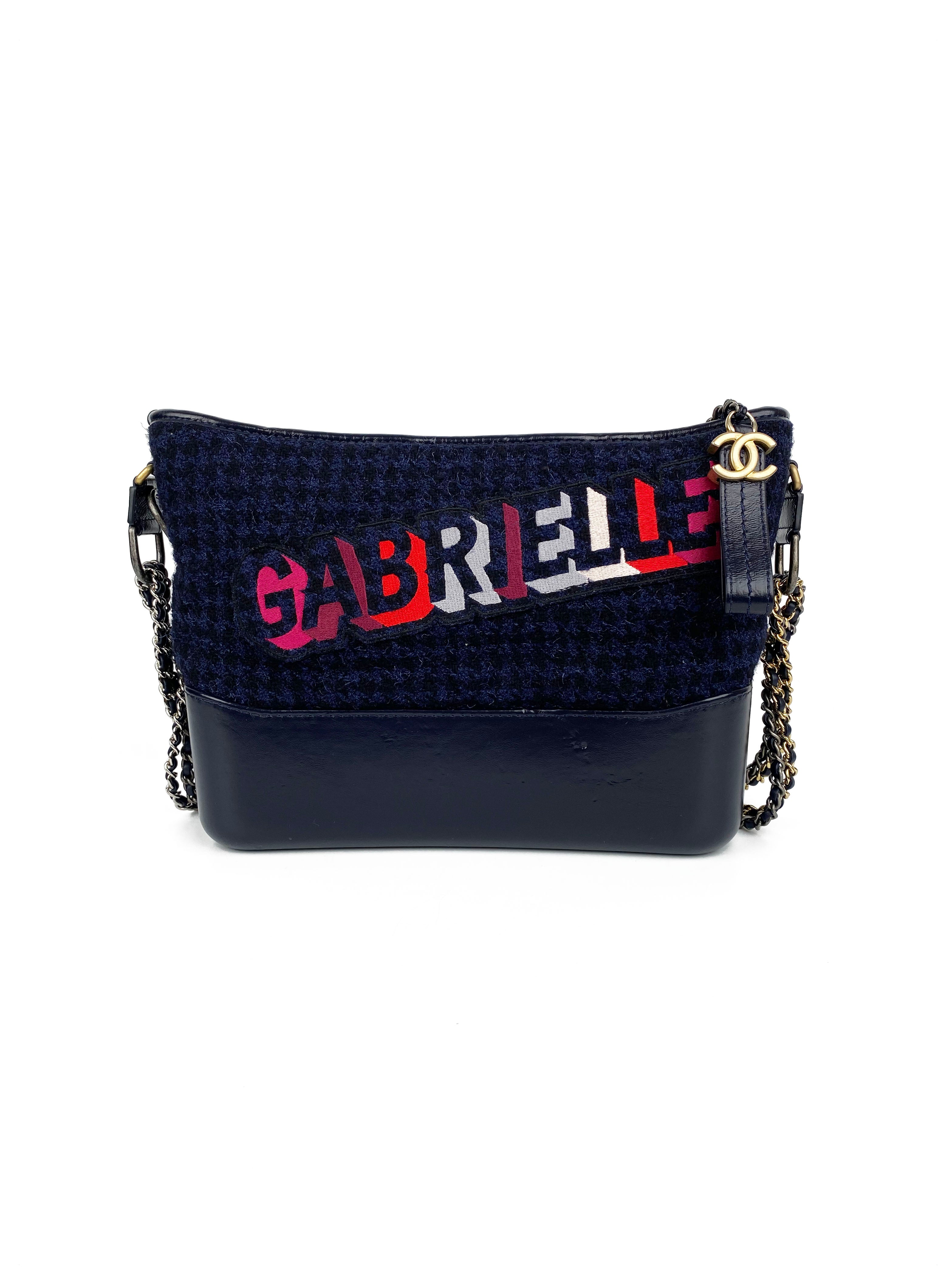 Chanel Navy Blue Tweed Gabrielle Small Handbag - Luxury Designer Shoulder Bag for Women, Perfect for Parties, Weddings & Evening Events