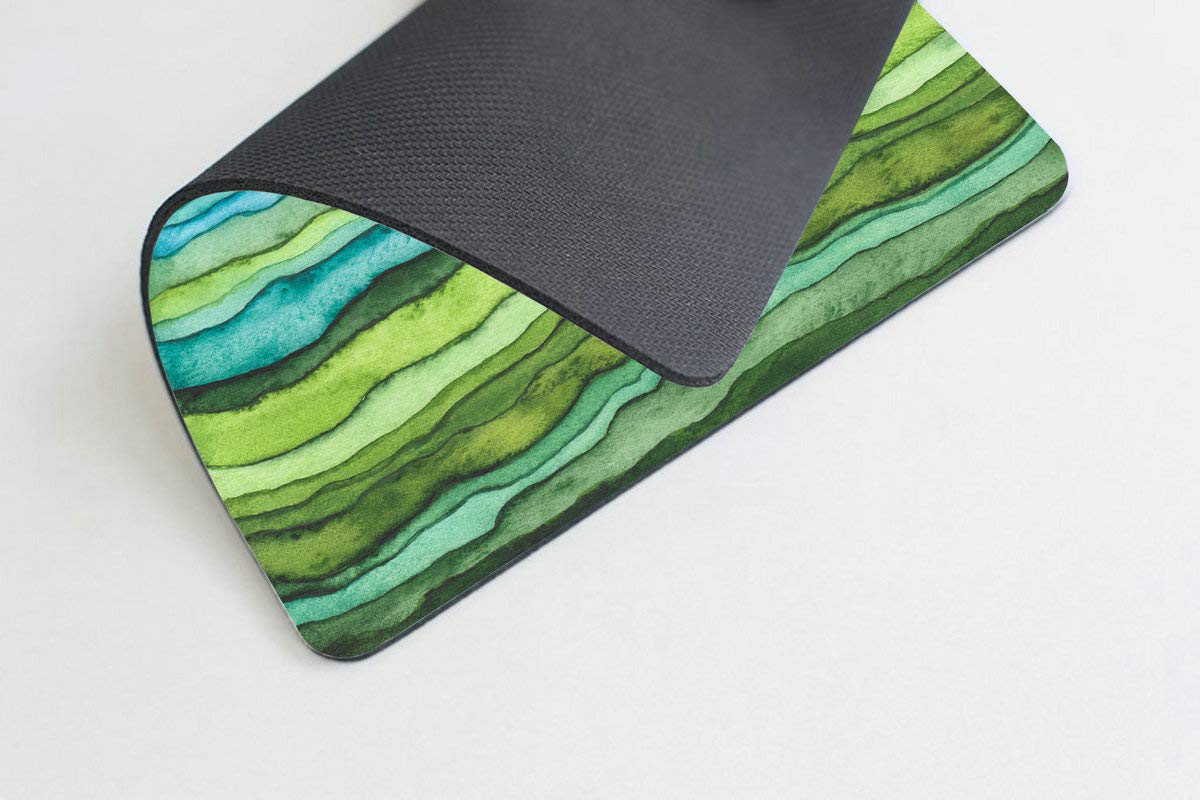 Bright Blue & Green Watercolor Wave Mouse Pad - Non-Slip Rubber Gaming Mousepad for Computer & Laptop - Perfect for Office Work, Gaming & Graphic Design