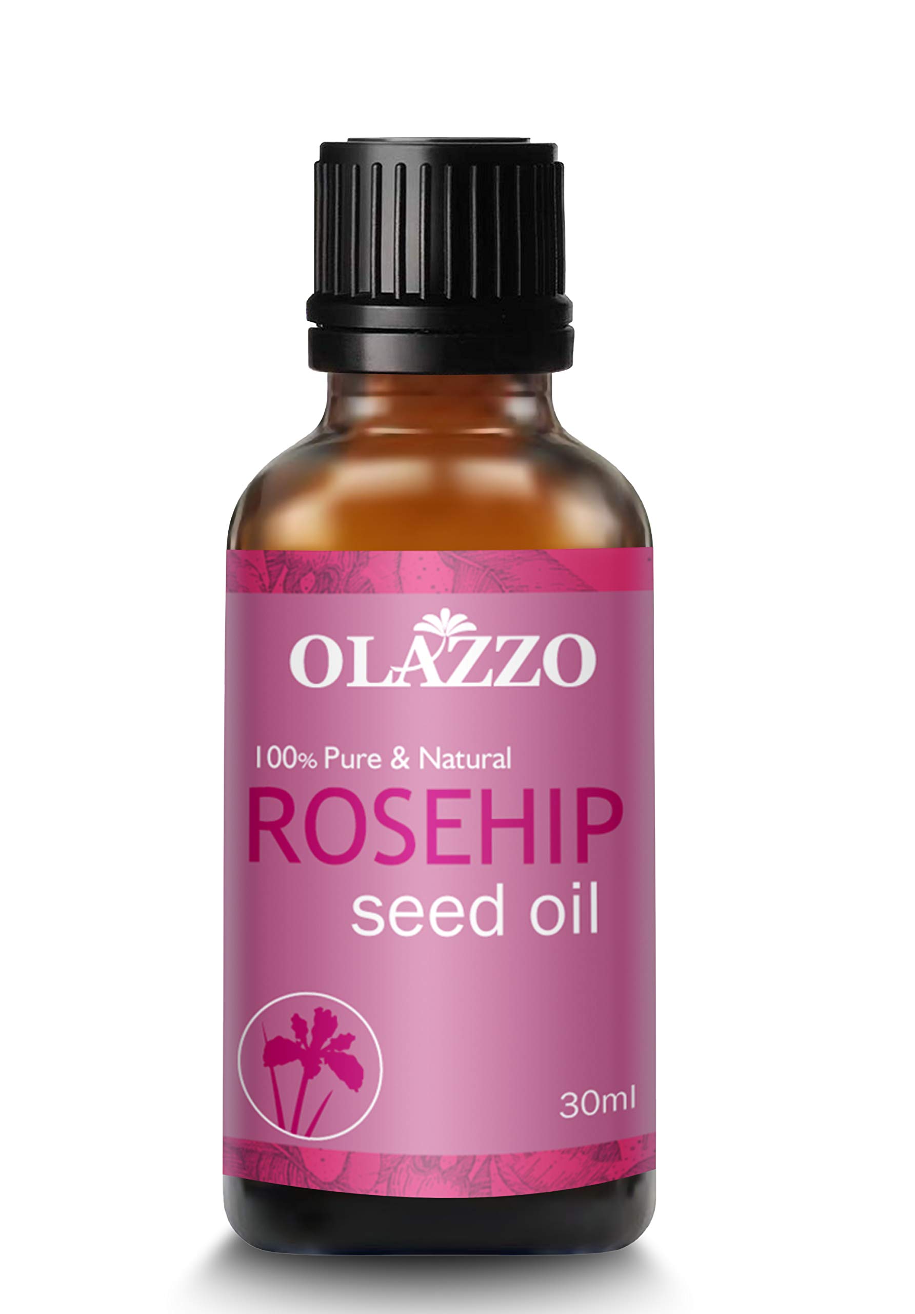 OLAZZO Organic Rosehip Face Oil for Glowing Skin - Reduces Wrinkles & Fine Lines, Dark Circles Treatment, Promotes Hair Growth for Curly Hair (30ml) | Perfect for Night Routine, Dry Skin Care & Natural Hair Hydration